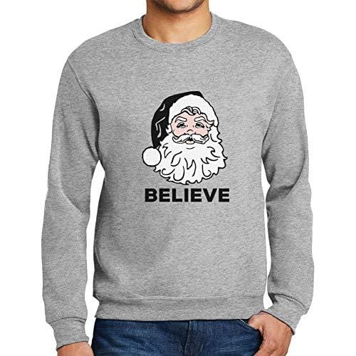 Ultrabasic - Homme Graphique Believe in Santa Claus Sweater Action de Grâces Xmas Cadeau Idées Tee Gris Chiné