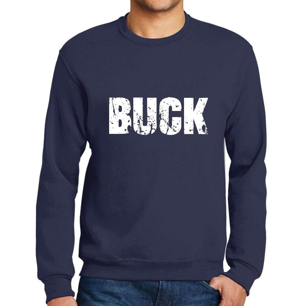 Ultrabasic Homme Imprimé Graphique Sweat-Shirt Popular Words Buck French Marine