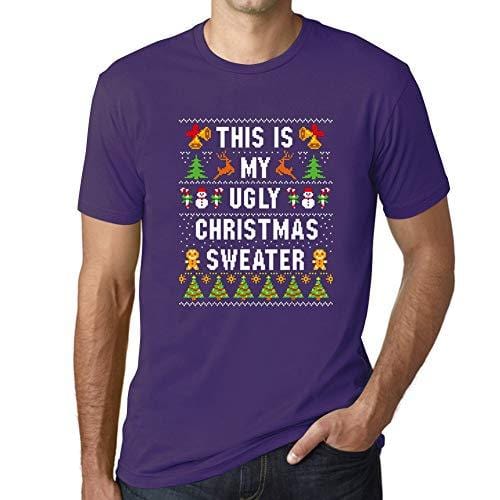 Ultrabasic - Homme Graphique Ugly Christmas Sweater Xmas Impression de Lettre Idée Noel Cadeau Violet Foncé