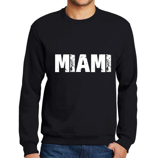 Ultrabasic Homme Imprimé Graphique Sweat-Shirt Popular Words Miami Noir Profond