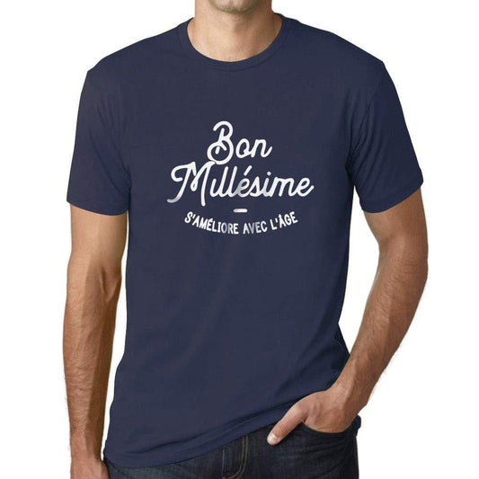 Ultrabasic - Homme Graphique Bon Millésime T-Shirt Noir Lettre French Marine