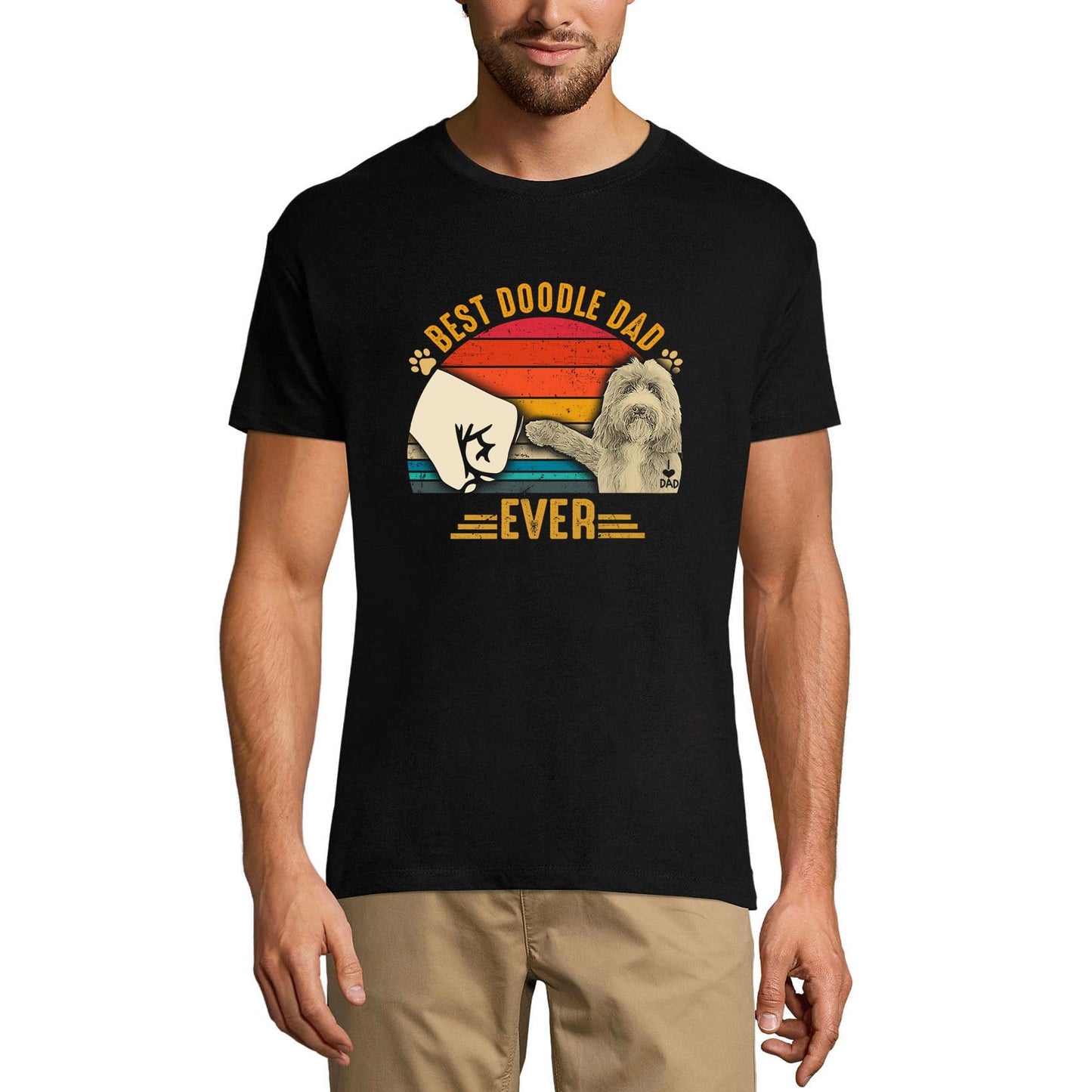 ULTRABASIC Herren-Grafik-T-Shirt Best Doodle Dad Ever – Dog Fist Bump – Vintage-Shirt