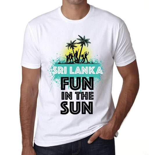Herren-T-Shirt mit grafischem Aufdruck, Vintage-T-Shirt Summer Dance SRI Lanka Blanc
