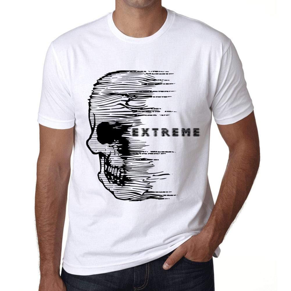 Herren T-Shirt Graphic Imprimé Vintage Tee Anxiety Skull Extreme Blanc