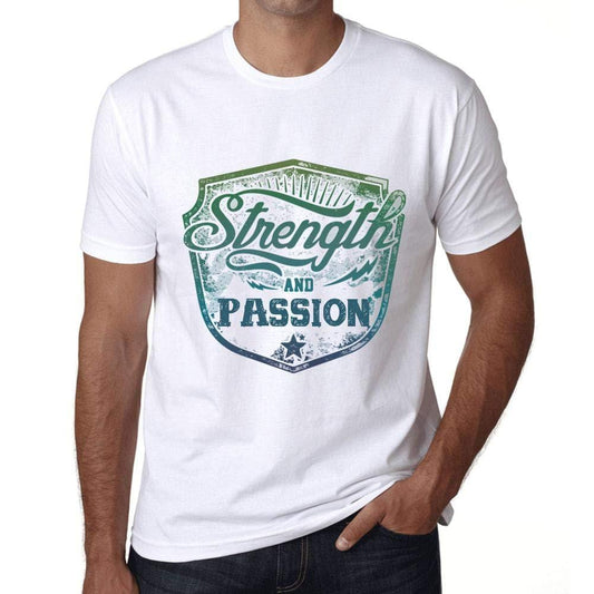 Homme T-Shirt Graphique Imprimé Vintage Tee Strength and Passion Blanc