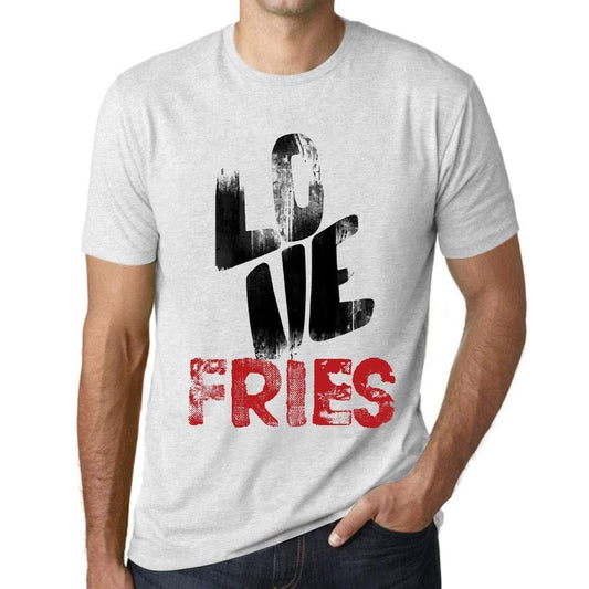 Ultrabasic - Homme T-Shirt Graphique Love Fries Blanc Chiné