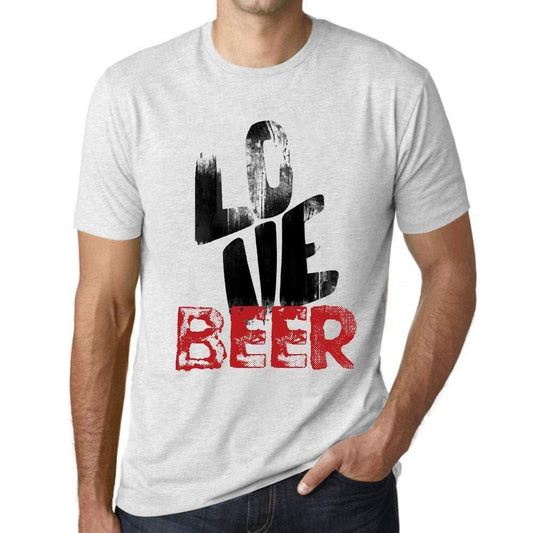 Ultrabasic - Homme T-Shirt Graphique Love Beer Blanc Chiné
