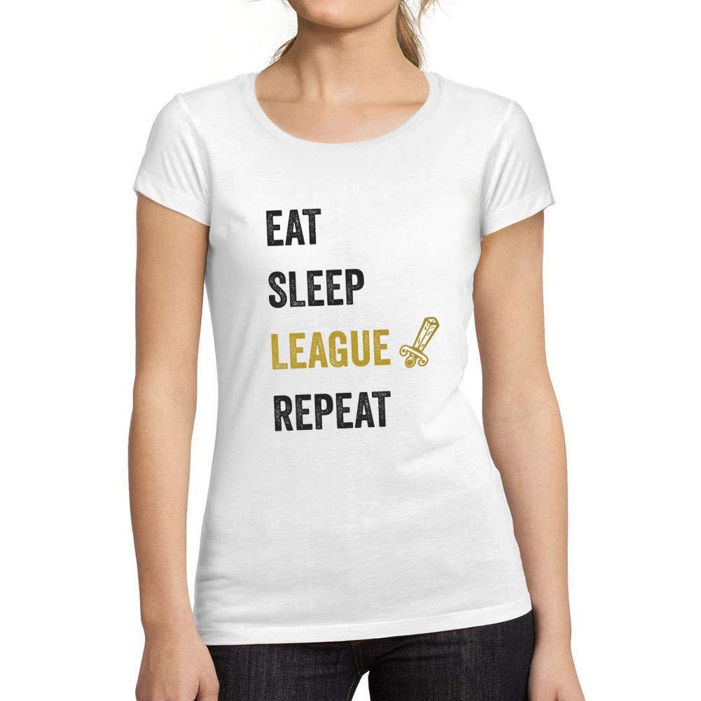 Ultrabasic® Tee-Shirt Femme Manches Courtes Eat Sleep League Joueur Gaming Tee Marrant Esports Cadeau Idée
