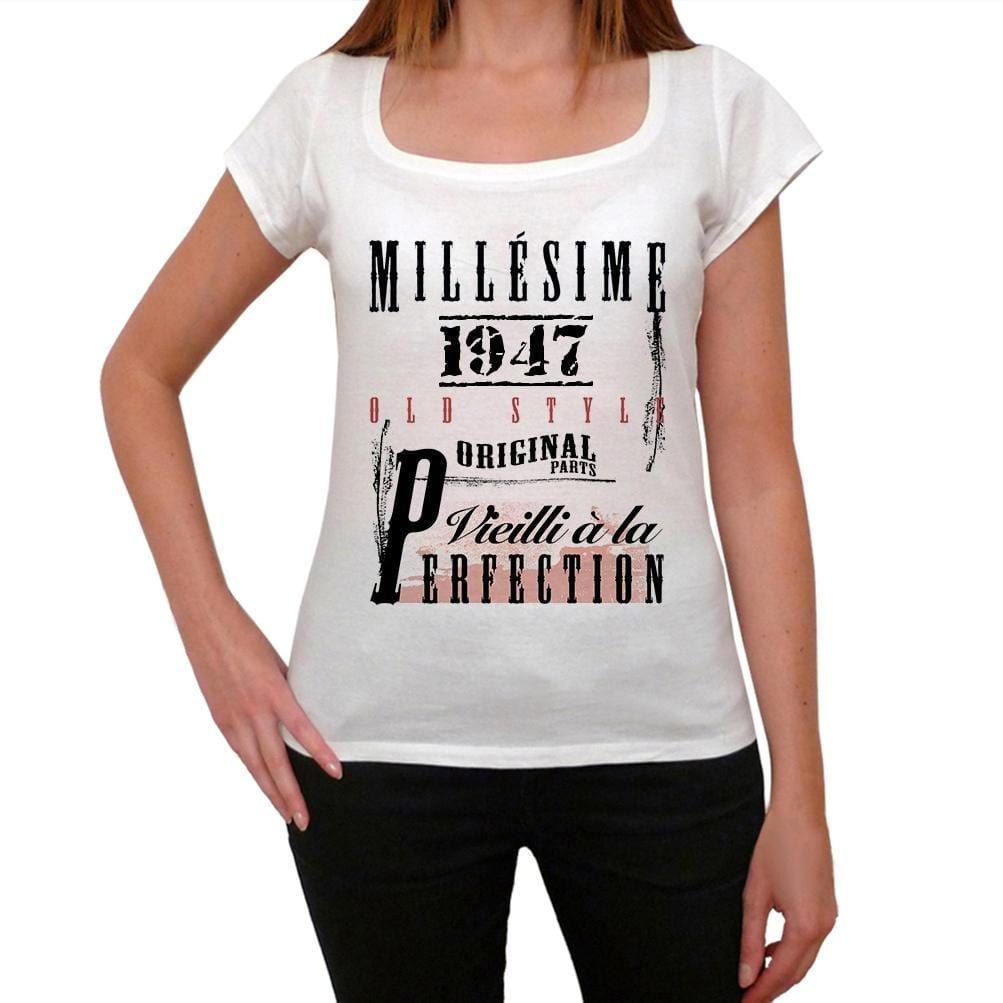 1947, T-Shirt für Damen, Manches Courtes, Geschenke, Jubiläum, Weiß