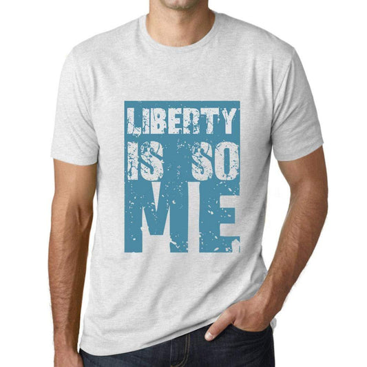 Herren T-Shirt Graphique Liberty is So Me Blanc Chiné