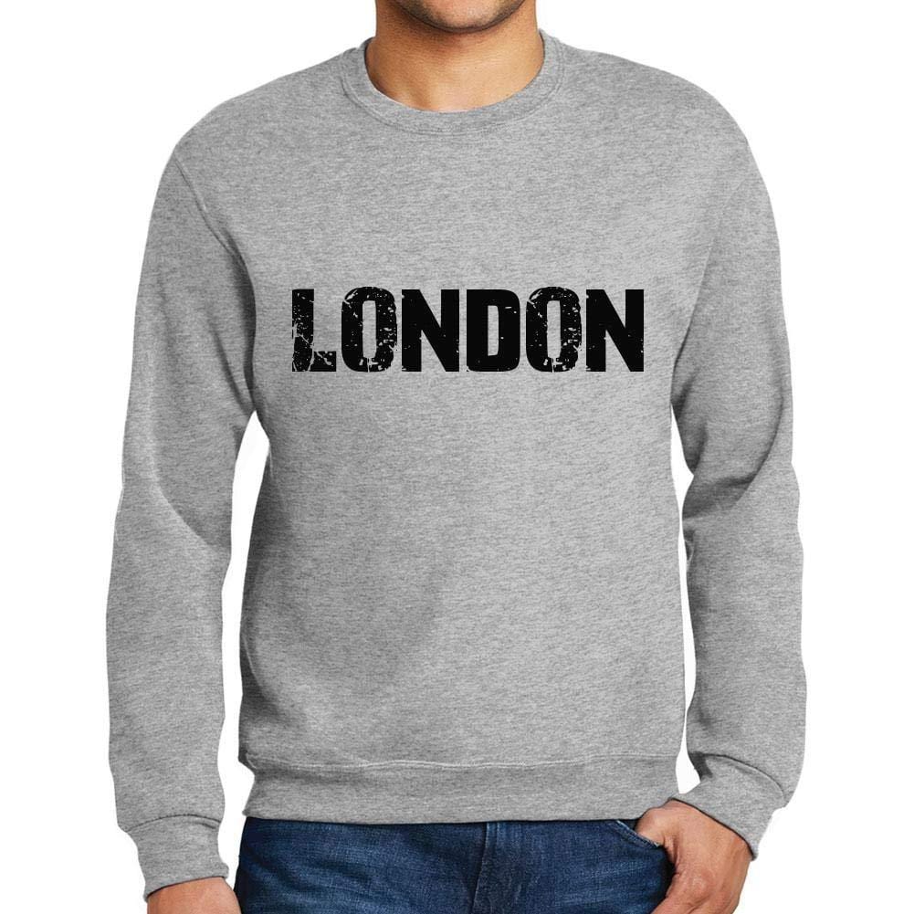 Homme Imprimé Graphique Sweat-Shirt Popular Words London Gris Chiné