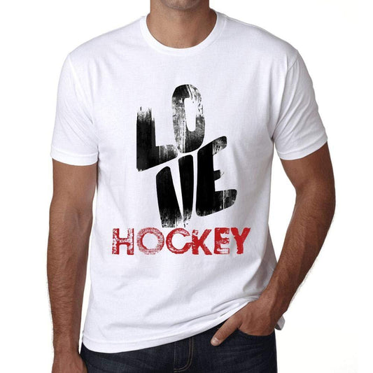 Ultrabasic - Homme T-Shirt Graphique Love Hockey Blanc