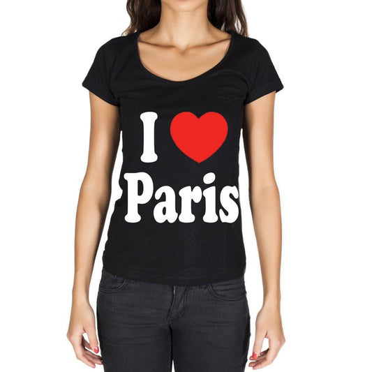 I Love Paris Noir T-Shirt Femme - Noir, t Shirt Femme,Cadeau