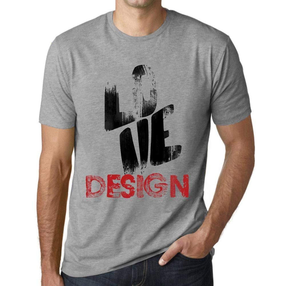 Ultrabasic - Homme T-Shirt Graphique Love Design Gris Chiné