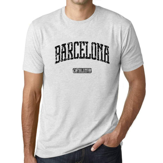 Ultrabasic - Homme T-Shirt Graphique Barcelona Catalunya Lettres Imprimées Blanc Chiné