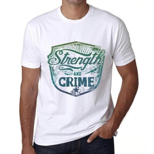 Homme T-Shirt Graphique Imprimé Vintage Tee Strength and Crime Blanc