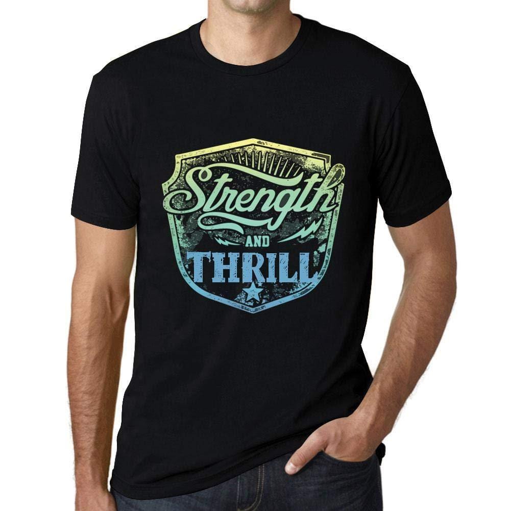 Herren T-Shirt Graphique Imprimé Vintage Tee Strength and Thrill Noir Profond