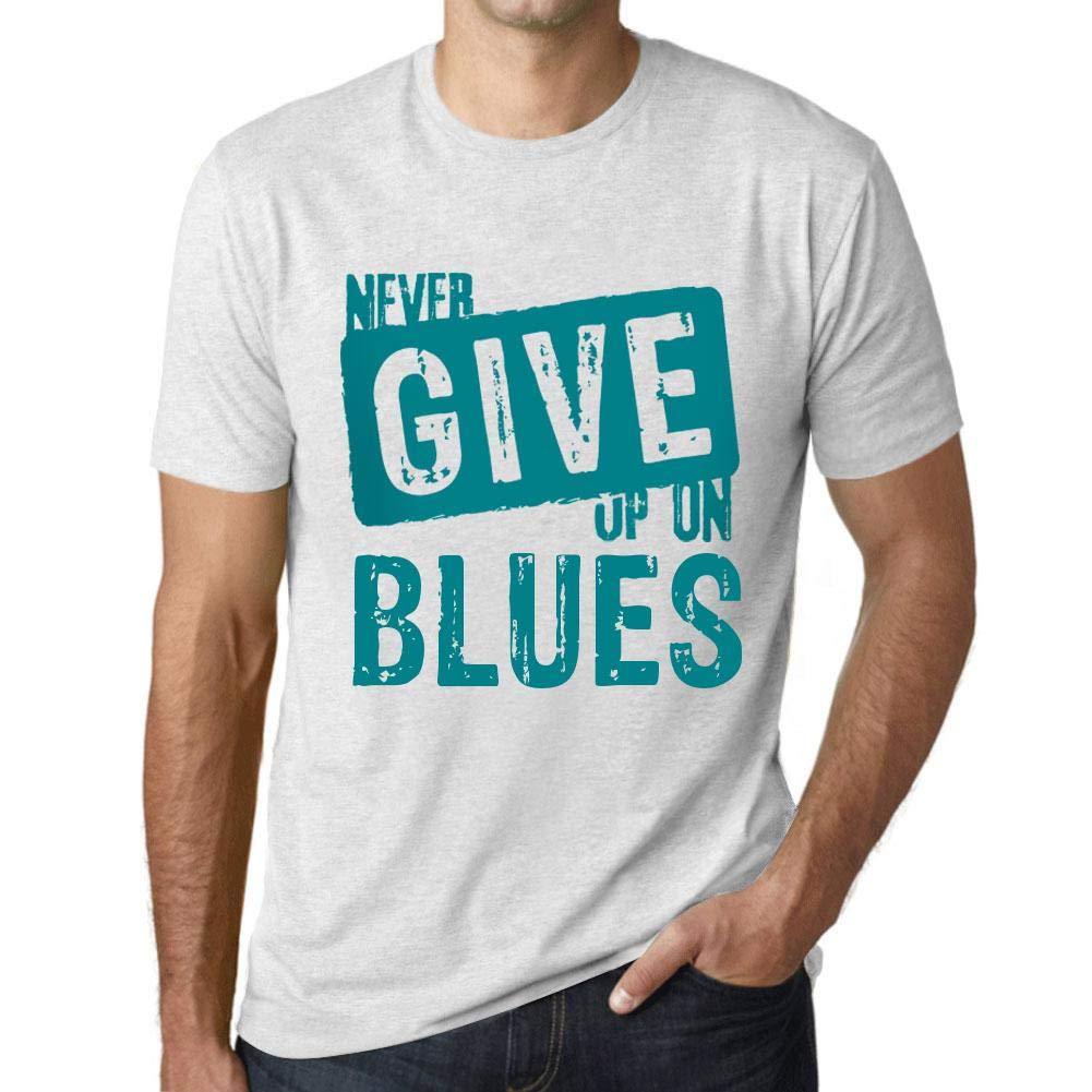 Ultrabasic Homme T-Shirt Graphique Never Give Up on Blues Blanc Chiné