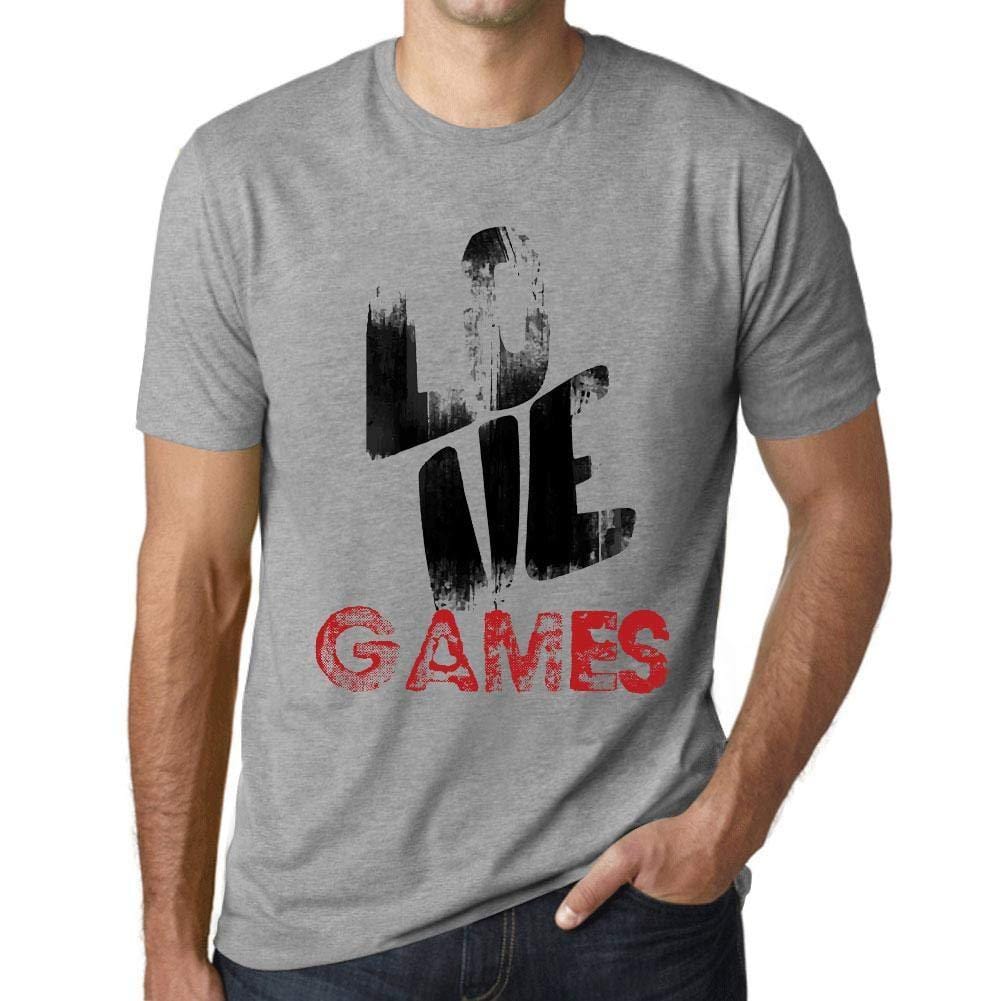 Ultrabasic - Homme T-Shirt Graphique Love Games Gris Chiné
