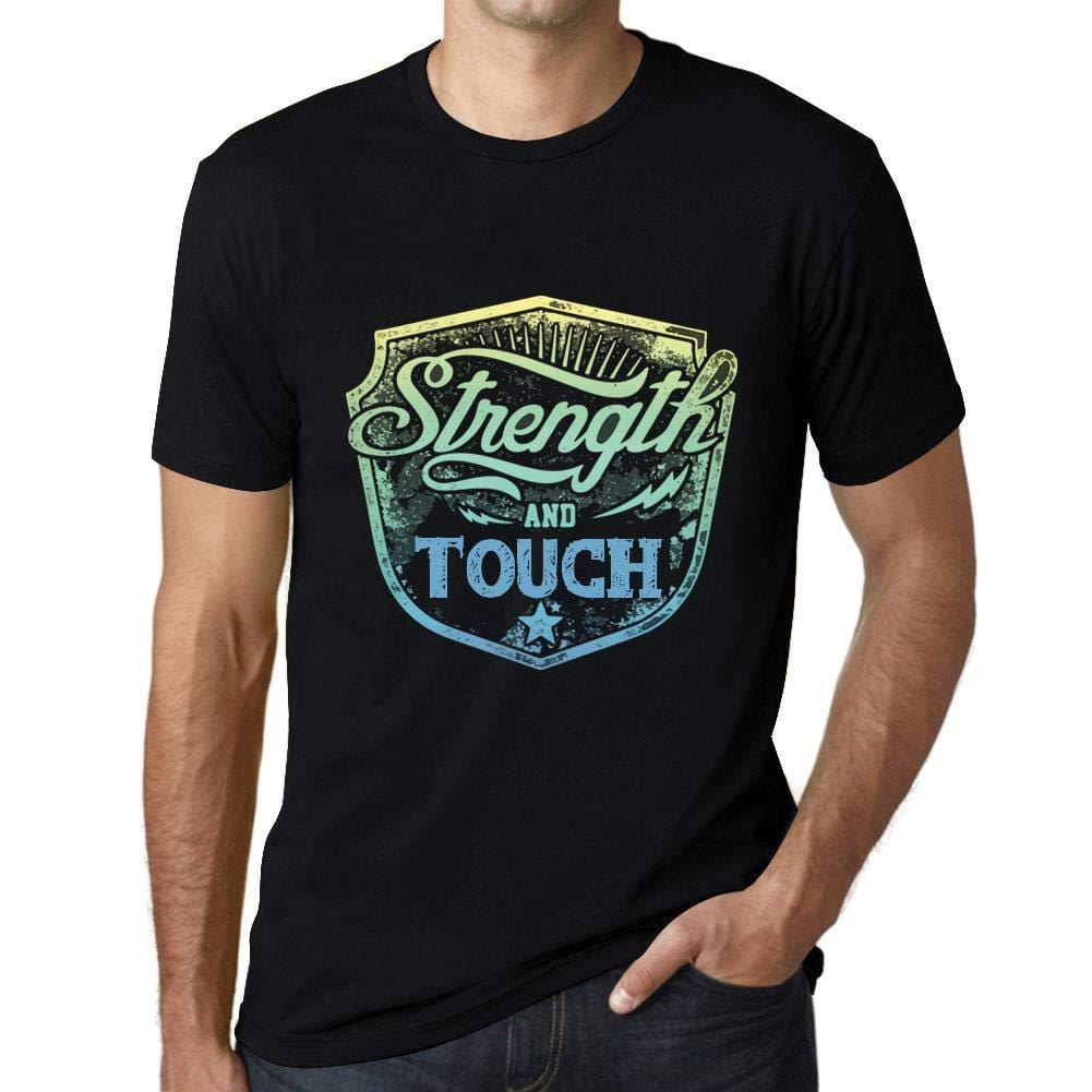 Herren T-Shirt Graphique Imprimé Vintage Tee Strength and Touch Noir Profond