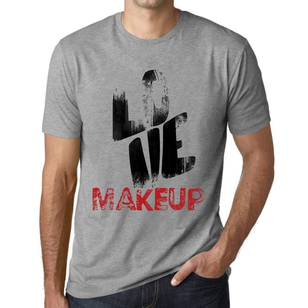 Ultrabasic - Homme T-Shirt Graphique Love Makeup Gris Chiné