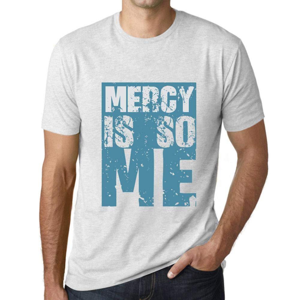 Herren T-Shirt Graphique Mercy is So Me Blanc Chiné