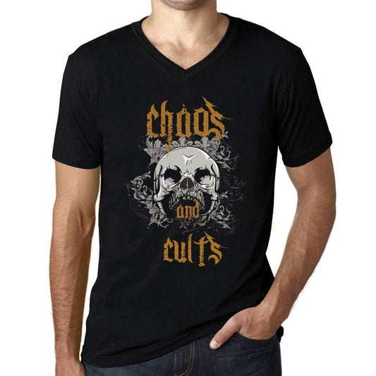 Ultrabasic - Homme Graphique Col V Tee Shirt Chaos and CULTS Noir Profond