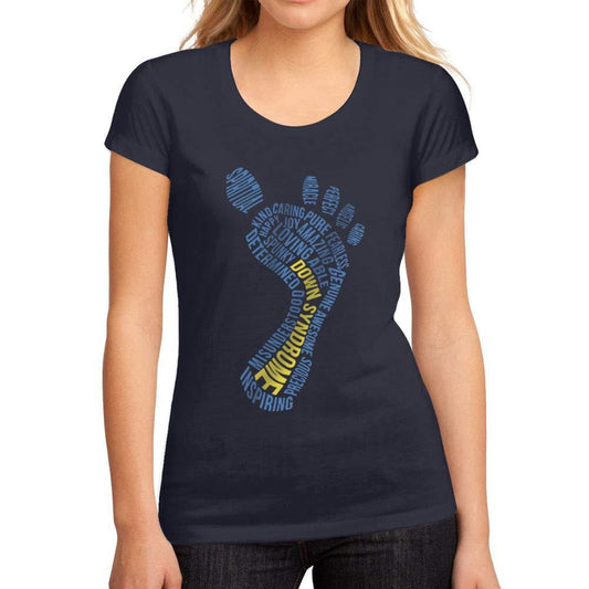 Femme Graphique Tee Shirt Down Syndrome Footprint French Marine
