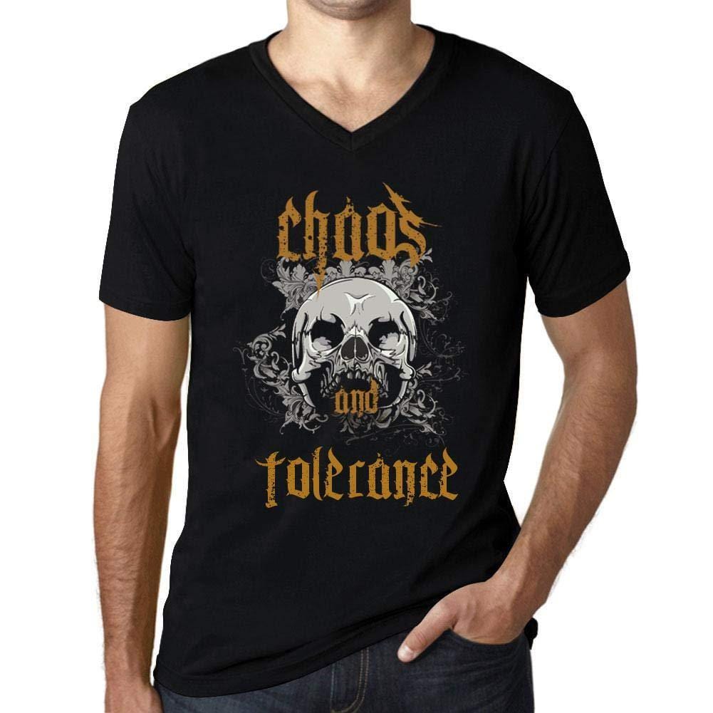 Ultrabasic - Homme Graphique Col V Tee Shirt Chaos and Tolerance Noir Profond