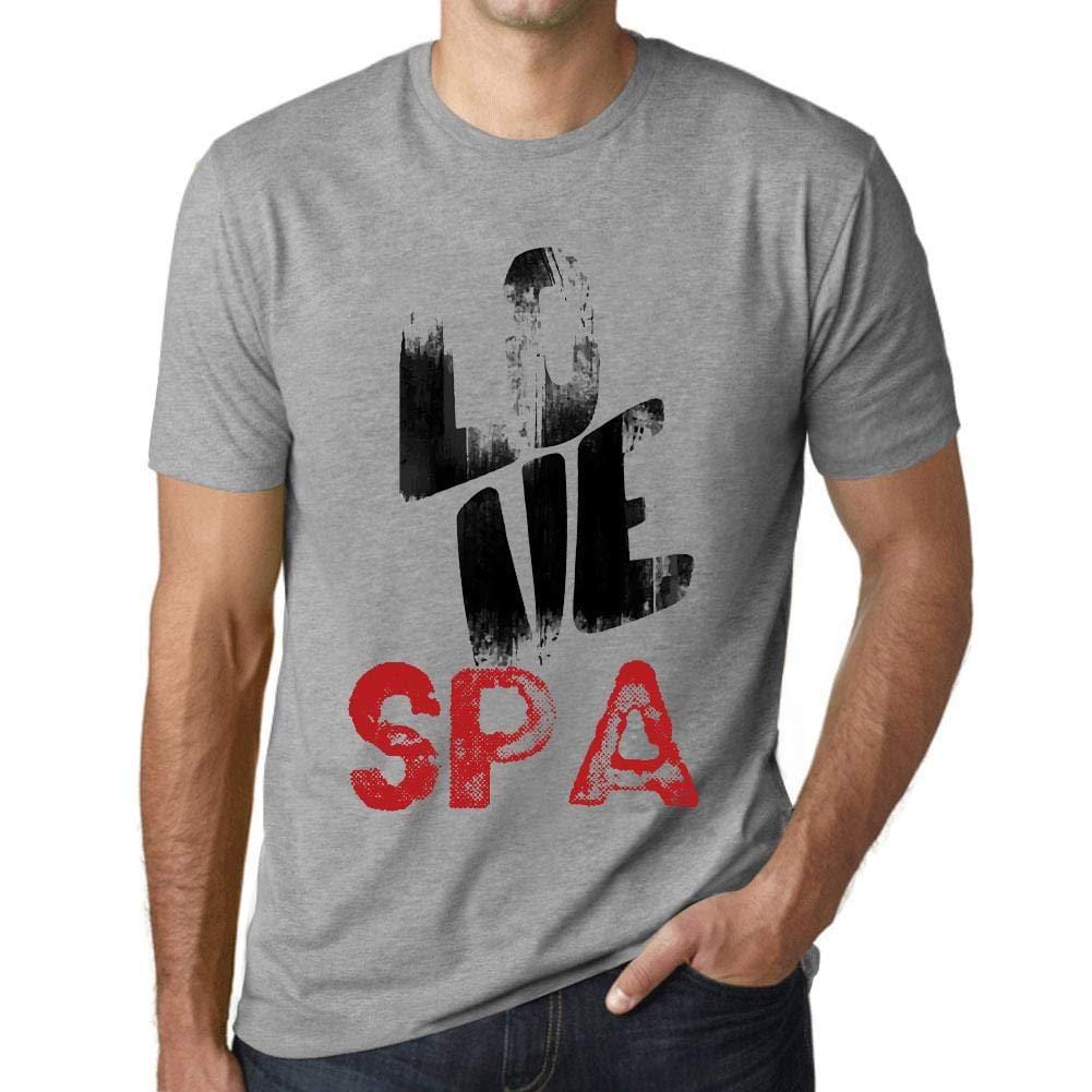 Ultrabasic - Homme T-Shirt Graphique Love Spa Gris Chiné