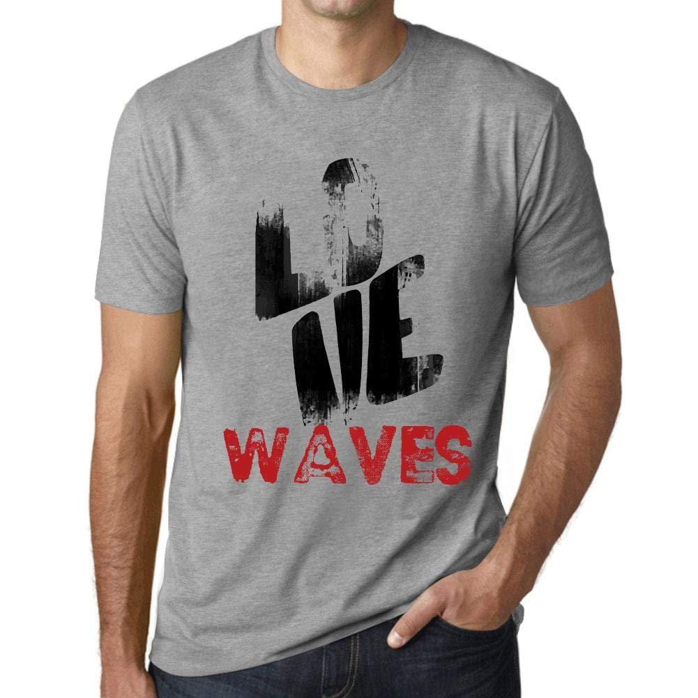 Ultrabasic - Homme T-Shirt Graphique Love Waves Gris Chiné