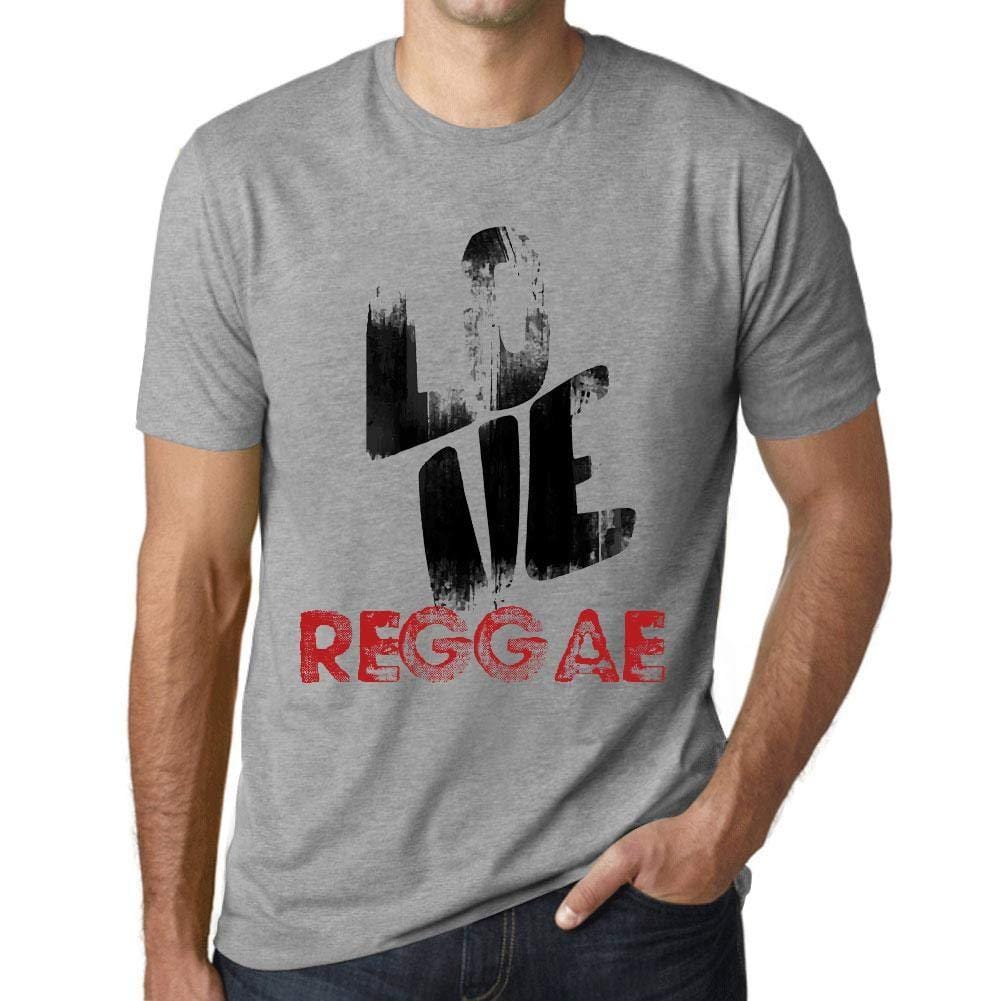 Ultrabasic - Homme T-Shirt Graphique Love Reggae Gris Chiné