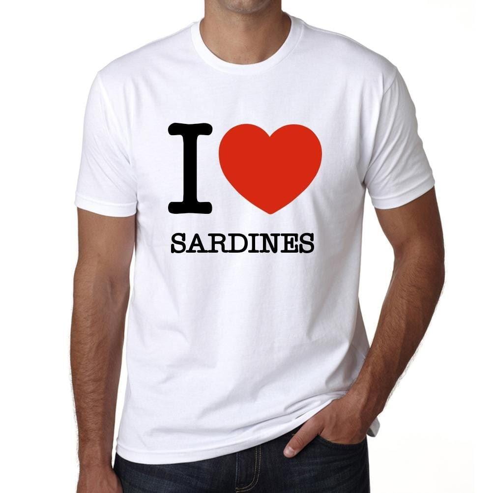 Homme Tee Vintage T Shirt Sardines I Love Animals