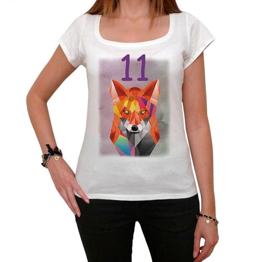 Femme Tee Vintage T Shirt Geometric Tiger Fox Number 11