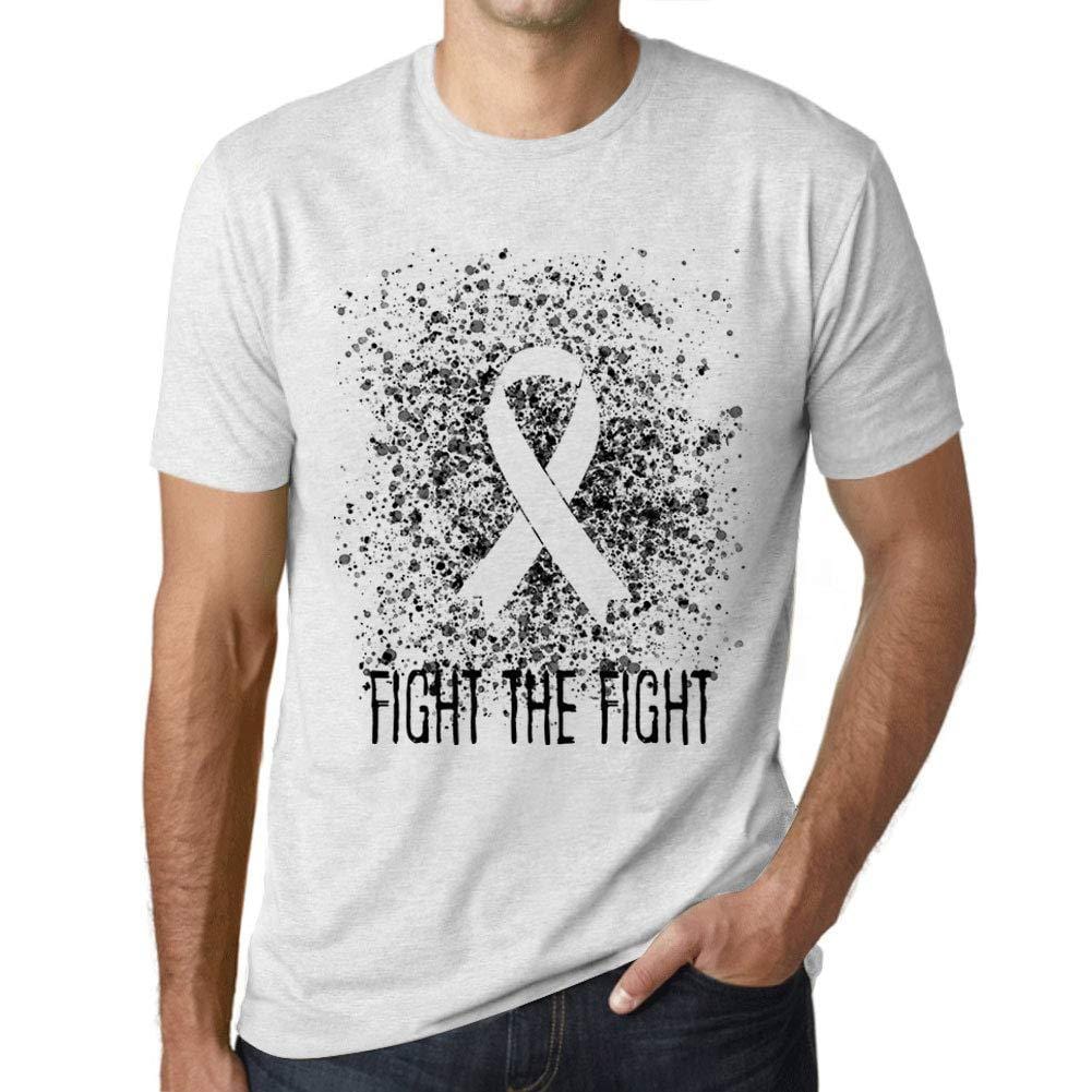 Ultrabasic Homme T-Shirt Graphique Cancer Fight The Fight Blanc Chiné
