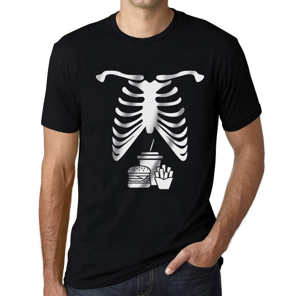 Ultrabasic - Homme T-Shirt Graphique Squelette Malbouffe Ventre X Ray Tee Shirt Cadeau de Halloween Noir Profond