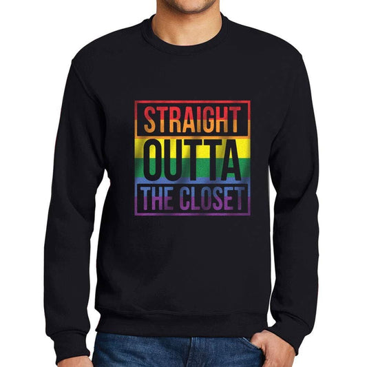 Ultrabasic Men's Printed Graphic Sweatshirt LGBT Straight Outta The Closet Deep Black