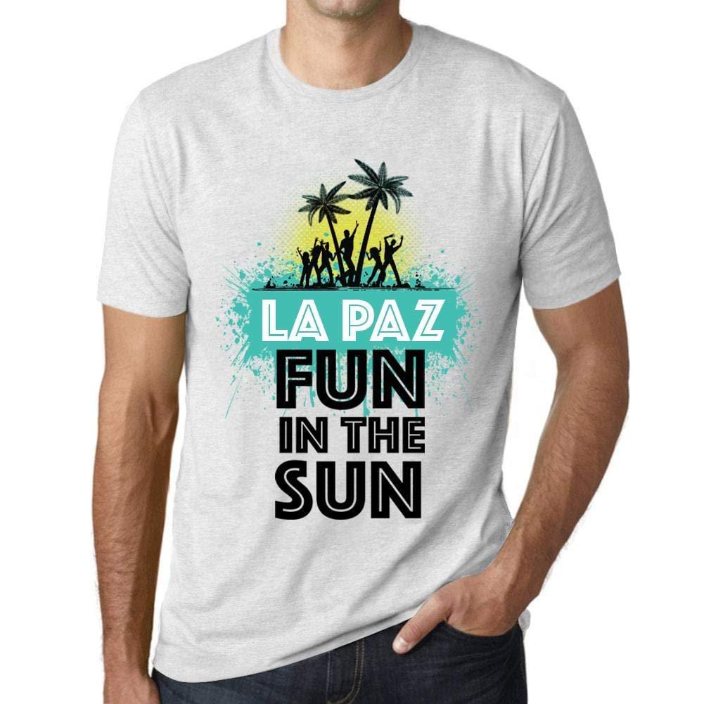 Herren T-Shirt Graphique Imprimé Vintage Tee Summer Dance LA PAZ Blanc Chiné