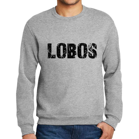 Ultrabasic Homme Imprimé Graphique Sweat-Shirt Popular Words Lobos Gris Chiné