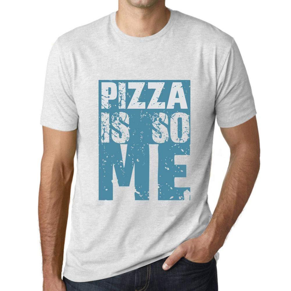 Herren T-Shirt Graphique Pizza is So Me Blanc Chiné