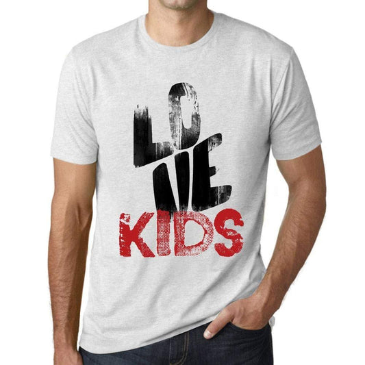 Ultrabasic - Homme T-Shirt Graphique Love Kids Blanc Chiné