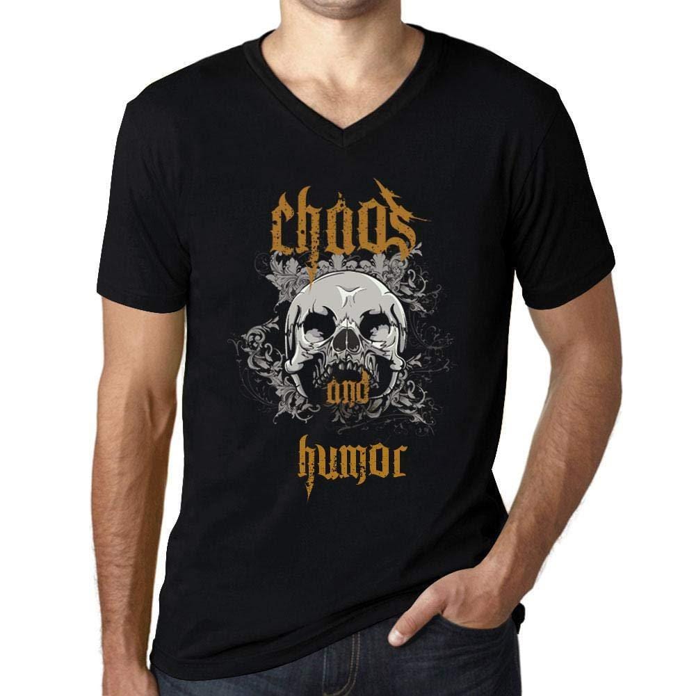 Ultrabasic - Homme Graphique Col V Tee Shirt Chaos and Humor Noir Profond