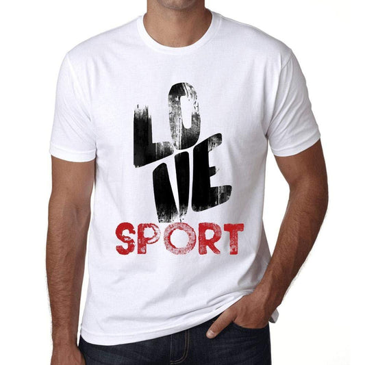Ultrabasic - Homme T-Shirt Graphique Love Sport Blanc