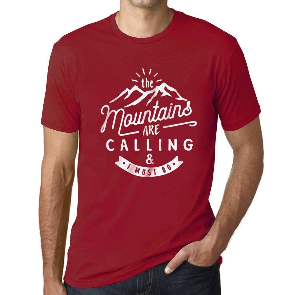 Ultrabasic - Homme T-Shirt Graphique The Mountains are Calling Rouge Tango