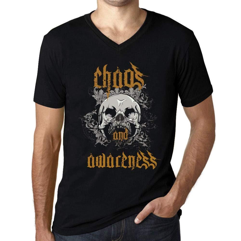 Ultrabasic - Homme Graphique Col V Tee Shirt Chaos and Awareness Noir Profond