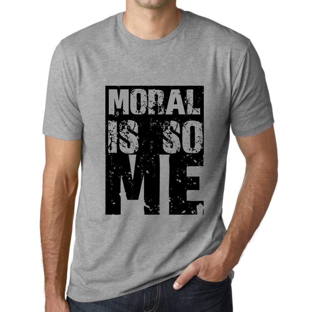 Herren T-Shirt Graphique Moral is So Me Gris Chiné