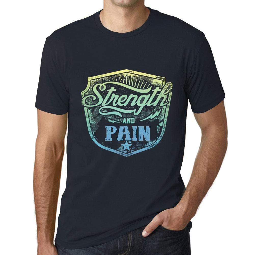 Homme T-Shirt Graphique Imprimé Vintage Tee Strength and Pain Marine