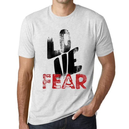 Ultrabasic - Homme T-Shirt Graphique Love Fear Blanc Chiné