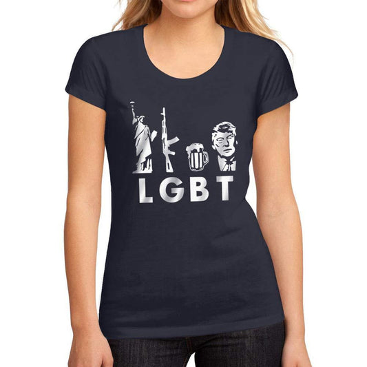 Femme Graphique Tee Shirt LGBT Liberty Guns Beer French Marine