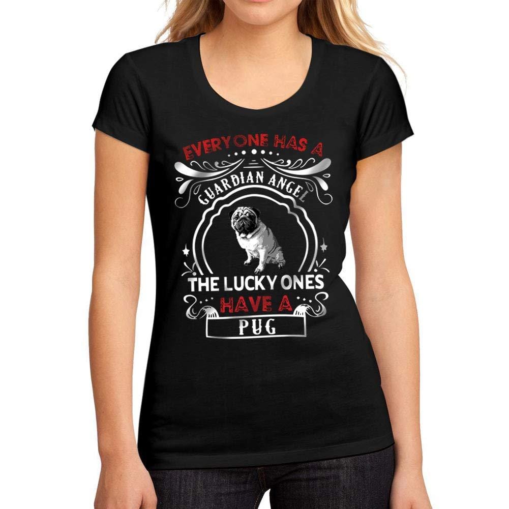 Femme Graphique Tee Shirt Dog Pug Noir Profond